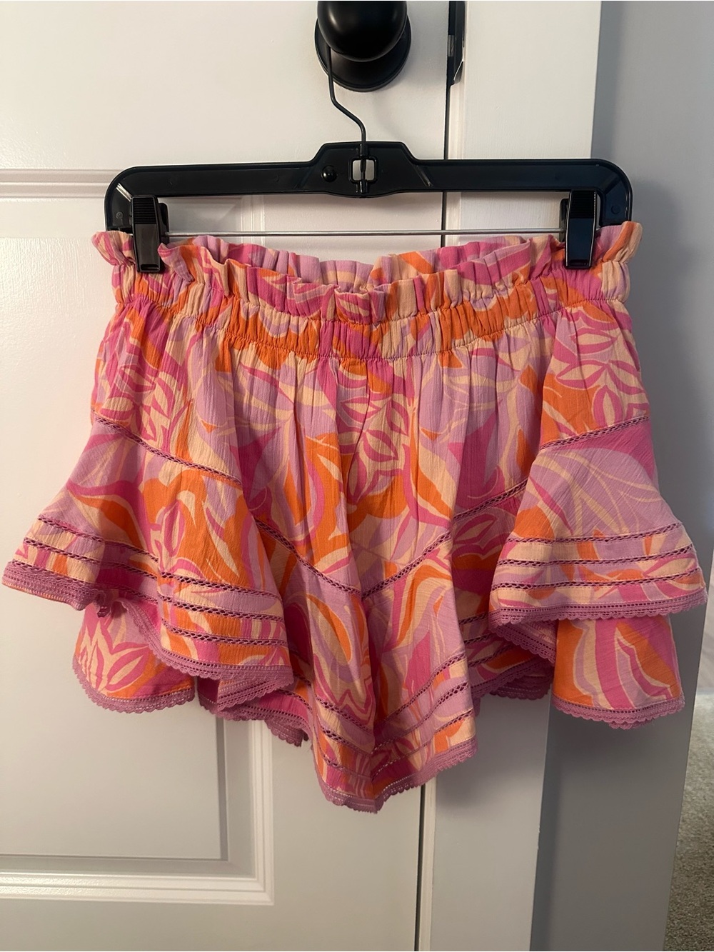 Aerie Pink and Orange Ruffle Mini Skirt